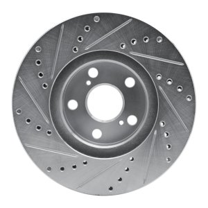 Pontiac Vibe Brake Rotor (1) - Front Right - R1 Concepts - Drilled & Slotted - Silver - `00-`10